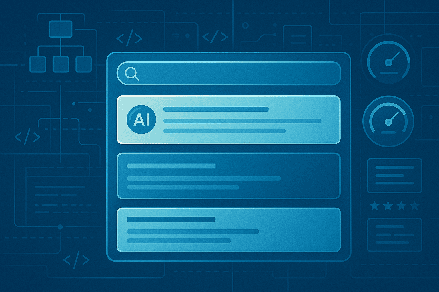 AI search interface layered over technical SEO signals