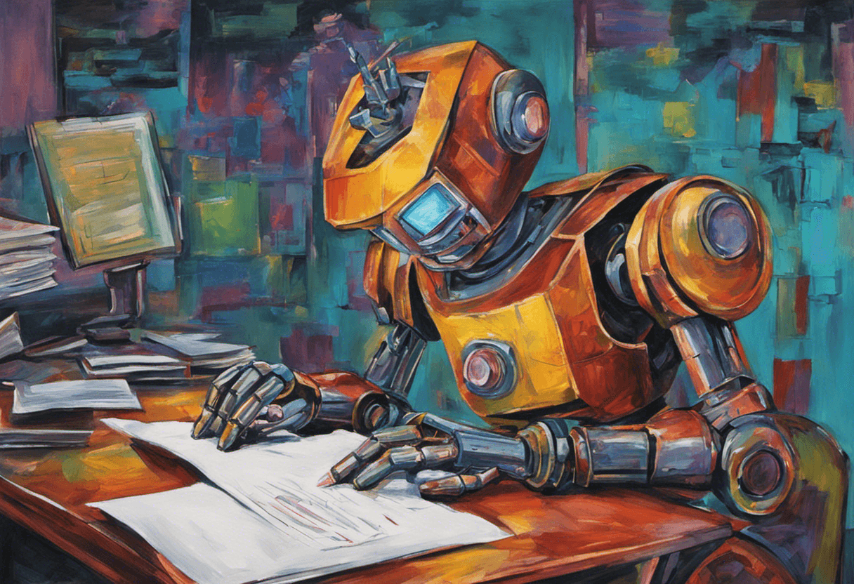 Robot reviewing paperwork
