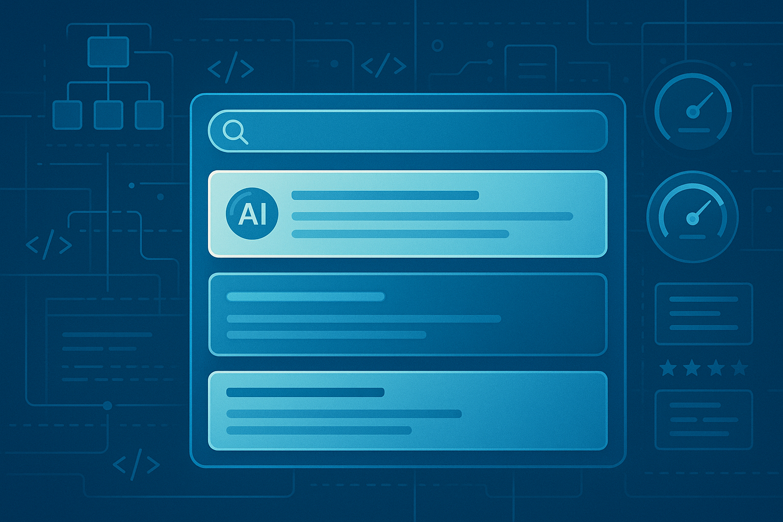 AI search interface layered over technical SEO signals