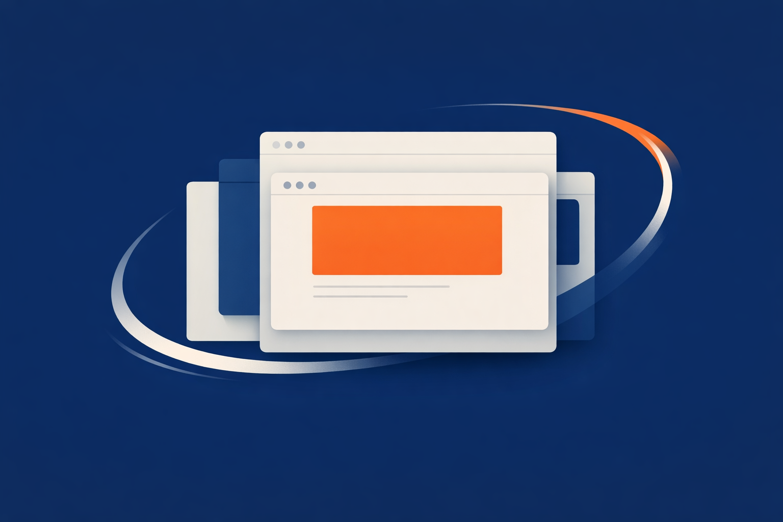 Minimal editorial abstraction of a page reaching its main content quickly, with a restrained speed and rendering motif