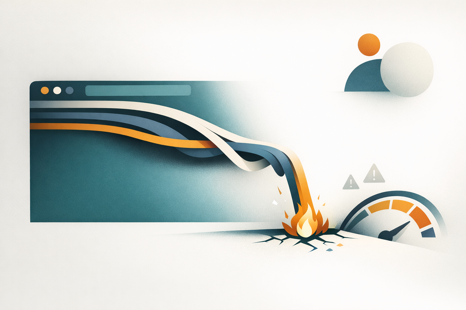 Abstract editorial illustration of stability signals bending under sudden operational stress